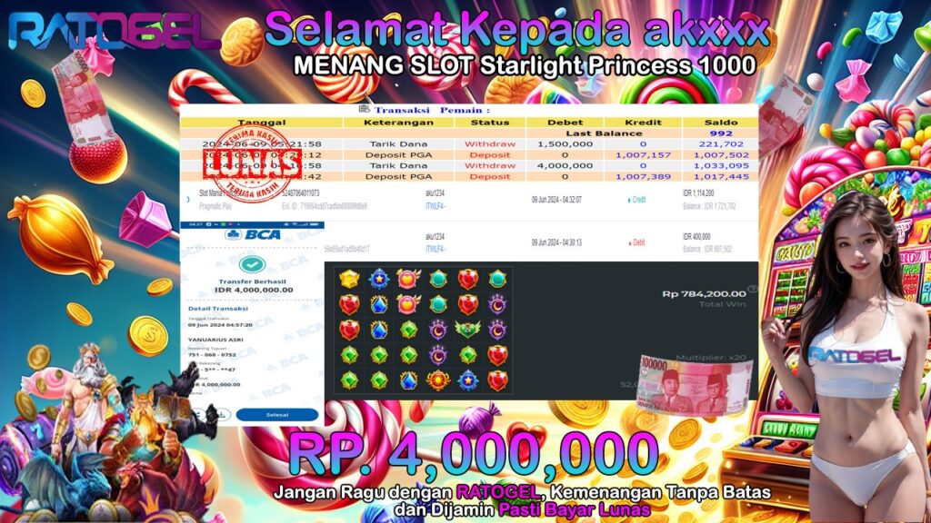 BUKTI JP SLOT STARLIGHT PRINCESS 1000 TERPERCAYA DI INDONESIA