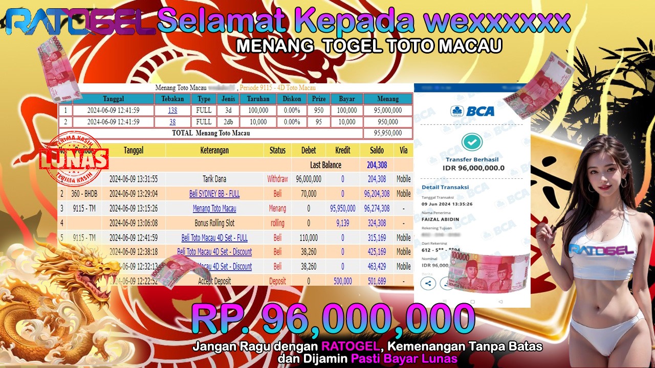 BUKTI JP TOTO MACAU TERPERCAYA DI INDONESIA TGL 09-06-2024