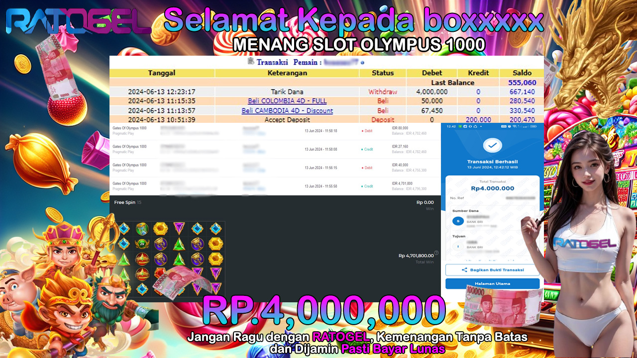 BUKTI JACKPOT SLOT GATES OF OLYMPUS 1000 TERPERCAYA DI INDONESIA TGL 13-06-2024