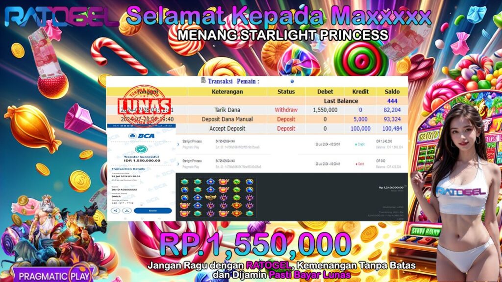 BUKTI JACKPOT SLOT STARLIGHT PRINCESS TERPERCAYA DI INDONESIA TGL 28-07-2024