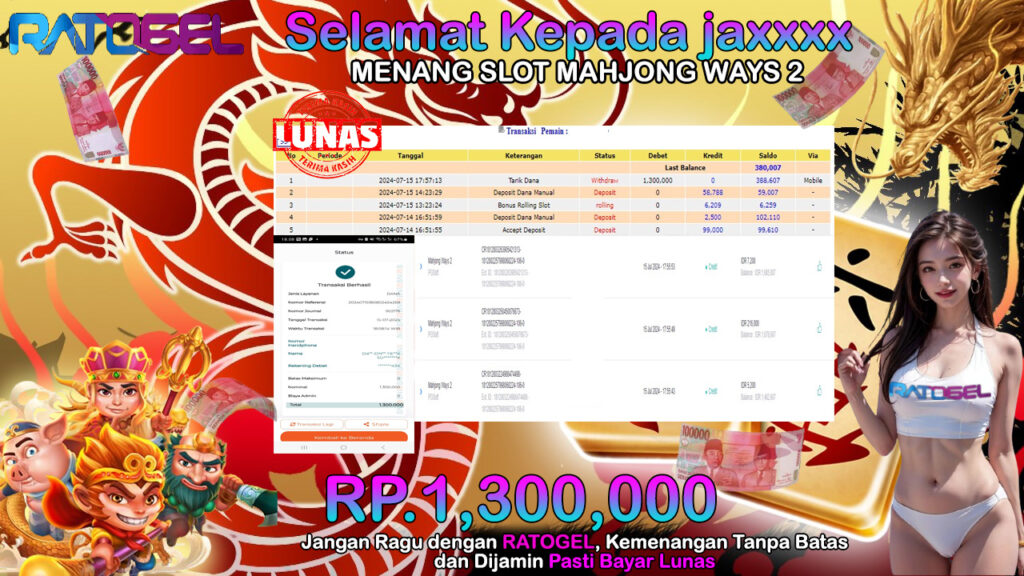 BUKTI JACKPOT SLOT MAHJONG WAYS  2 TERPERCAYA DI INDONESIA TGL 15-07-2024