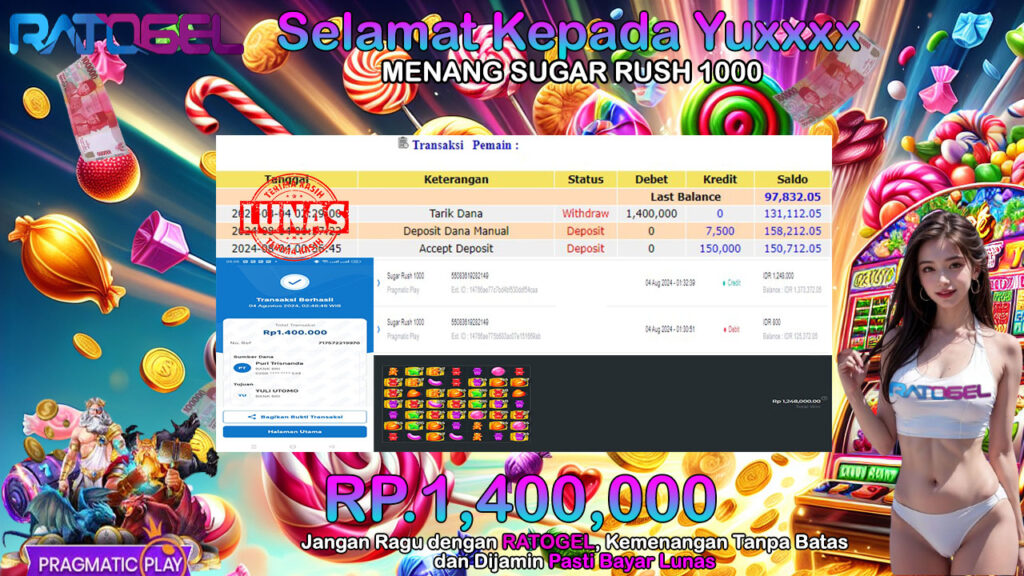 BUKTI JACKPOT SLOT SUGAR RUSH 1000 TERPERCAYA DI INDONESIA TGL 04-08-2024