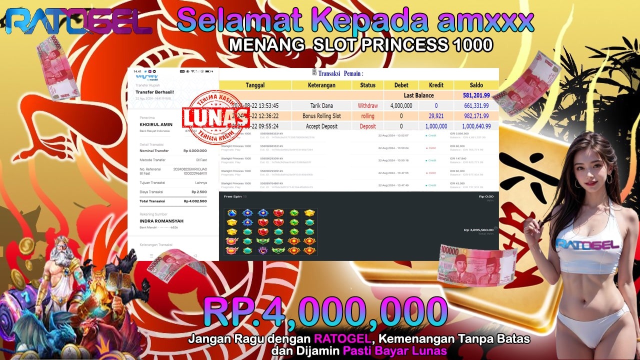 BUKTI JACKPOT SLOT STARLIGHT PRINCES 1000  TERPERCAYA DI INDONESIA TGL 22-08-2024