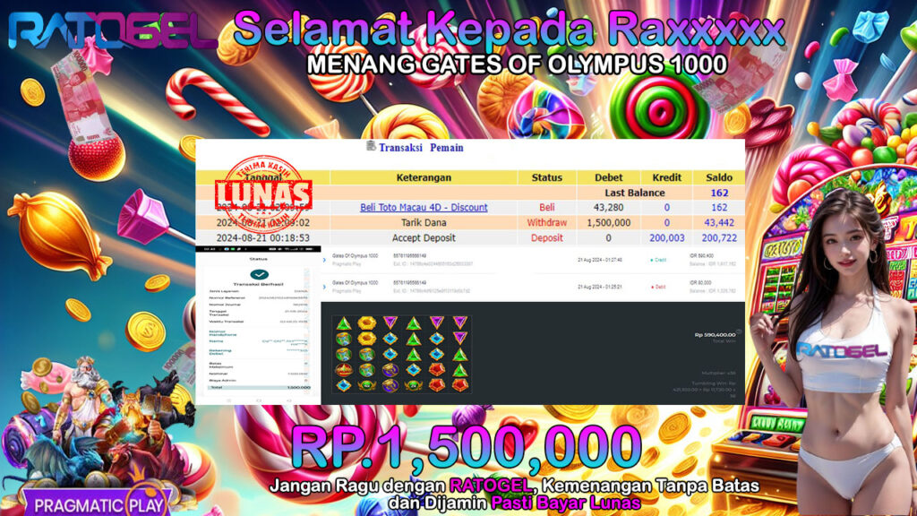 BUKTI JACKPOT SLOT GATES OF OLYMPUS 1000 TERPERCAYA DI INDONESIA TGL 21-08-2024